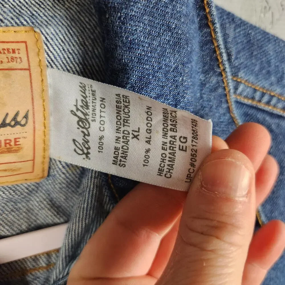 Levi Strauss Signature Jacket Mens XL Blue Denim Standard Trucker Jean Western